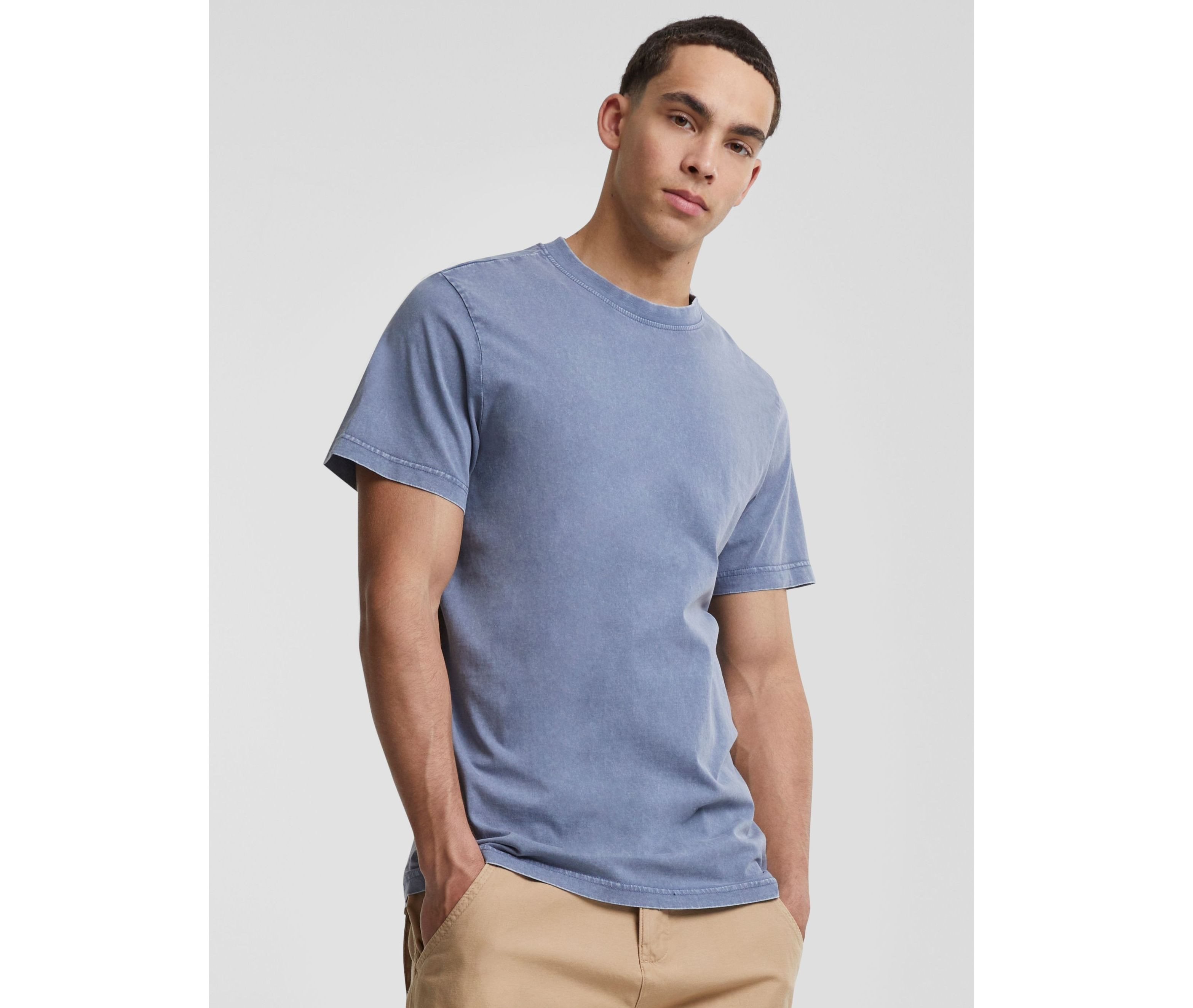 ACID WASHED ROUND NECK TEE