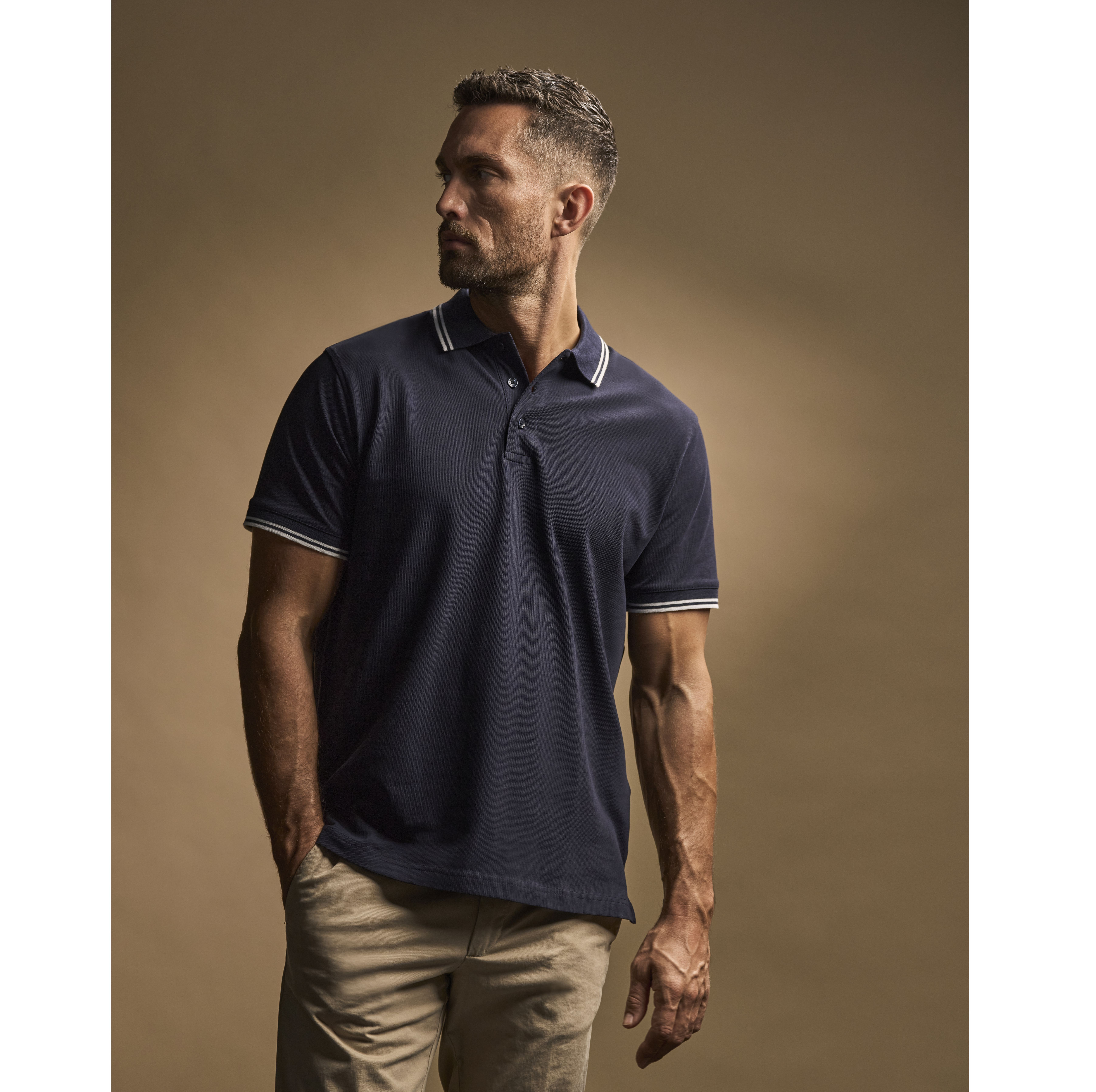 LUXURY STRIPE STRETCH POLO