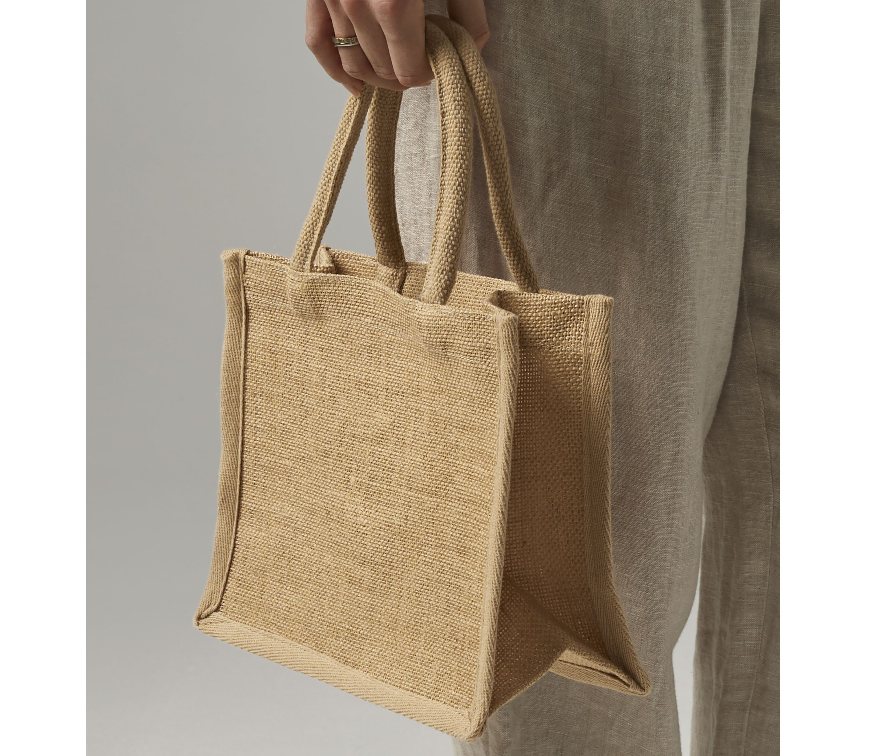 NATURAL STARCHED JUTE MINI GIFT BAG