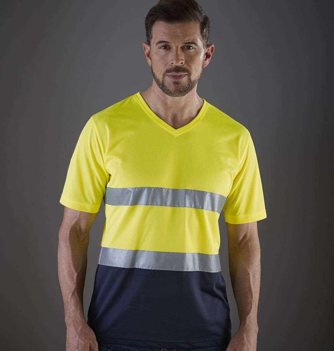 HI-VIS TOP COOL V-NECK T-SHIRT