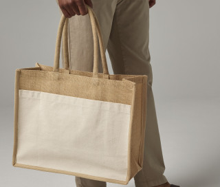 COTTON POCKET NATURAL STARCHED JUTE SHOPPER