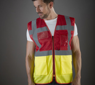 HI-VIS TOP COOL RECYCLED OPEN MESH EXECUTIVE WAISTCOAT